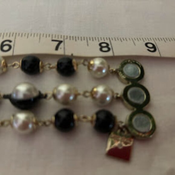 Anne Klein Black and White Pearl Necklace (43") and Bracelet (8") with 3 Strands - Picture 14 of 15